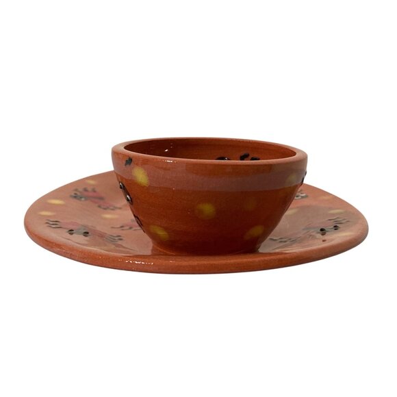 Lady Bug Art Pottery Luncheon Plate Chip And Dip Signed - Picture 6 of 10